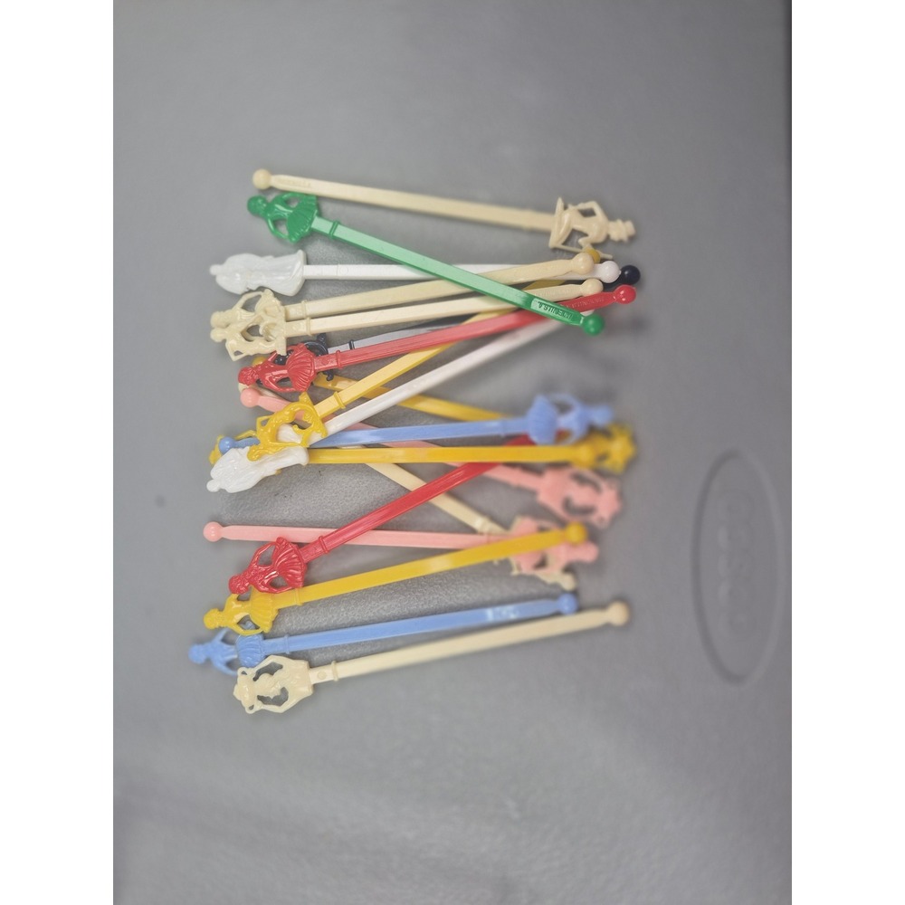 Vintage Swizzle Sticks Multi-Color Plastic Barware Set Made in USA